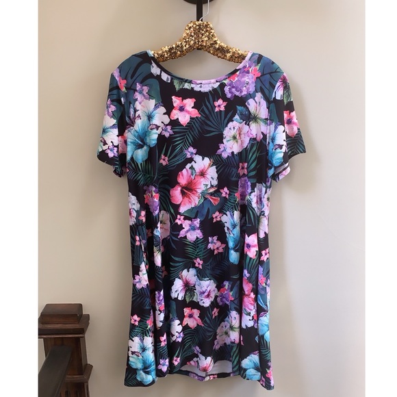 SALE!🌺Plus Tropical Print Fit & Flare Dress - Picture 4 of 7